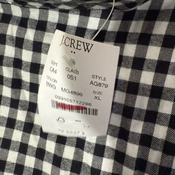 NWT J. Crew Dress AG879 Buffalo Check XL Flannel Funnel Neck Black White - Picture 4 of 12